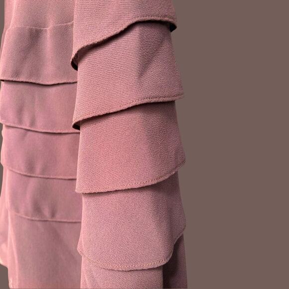 Joseph Ribkoff Cocktail Dress | Brown Chiffon Ruffle | Size 6 | Vintage - Picture 2 of 4